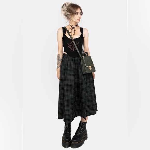 Disturbia Nightingale Buckled Check Midi Skirt - Picture 6 of 15